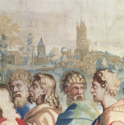 Arazzo che raffigura gli Atti degli Apostoli, la chiamata di San Paolo (dettaglio delle teste degli apostoli), tessuto alla Manifattura di Beauvais sotto la direzione di Philippe Behagle (1641-1705), 1695-9 da Raffaello Sanzio Raphael